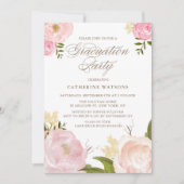 赤面水彩花花卒業招待状 招待状 (正面)