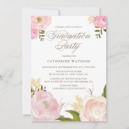 赤面水彩花花卒業招待状 招待状