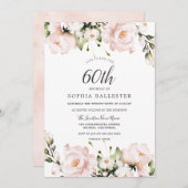 赤面水彩花60th誕生日パーティー 招待状 (正面/裏面)