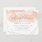 赤面水彩金ゴールド幾何リハーサルディナー インビテーションポストカード (正面/裏面)