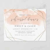 赤面水彩金ゴールド幾何リハーサルディナー インビテーションポストカード (正面)