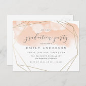 赤面水彩金ゴールド幾何学卒業パーティー インビテーションポストカード (正面/裏面)