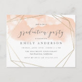 赤面水彩金ゴールド幾何学卒業パーティー インビテーションポストカード (正面)