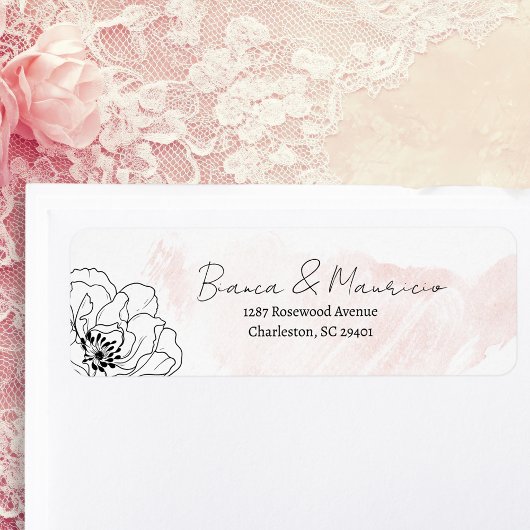 赤面水彩黒塗りフローラ差出人住所 ラベル