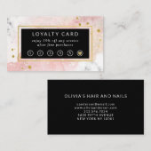 赤面水彩|白大理石とフェイク金ゴールド ロイヤリティカード (正面/裏面)