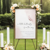 赤面水色バタフライベビーシャワーウェルカム ポスター