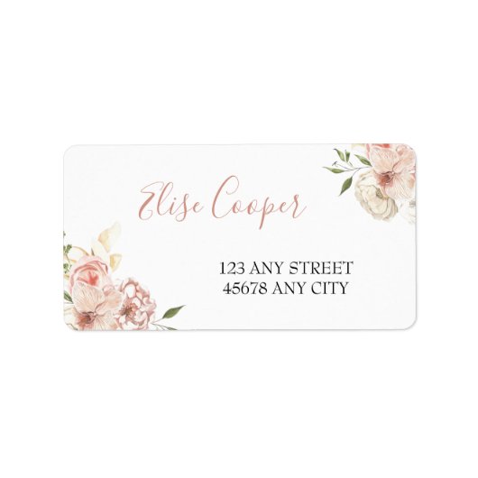 赤面水色フローラ差出人住所ラベル ラベル (正面)