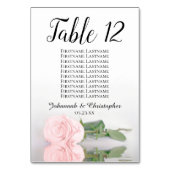 赤面淡い色のピンクローズエレガントなウェディングシーティングチャート テーブルナンバー (正面)