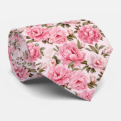 赤面淡い色のピンク開花花 ネクタイ (ロール)