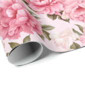 赤面淡い色のピンク開花花 ラッピングペーパー (ロールコーナー)