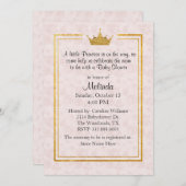 赤面淡い色の付き金ゴールドクラウンベビーシャワー招待状 招待状 (正面/裏面)