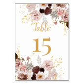 赤面牡丹と金ゴールドバーグンディ結婚のテーブル番号 テーブルナンバー (裏面)