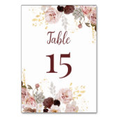 赤面牡丹と金ゴールドバーグンディ結婚のテーブル番号 テーブルナンバー (正面)