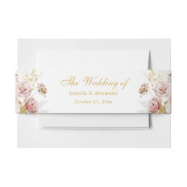 赤面牡丹と金ゴールドフローラ結婚の 招待状ベリーバンド