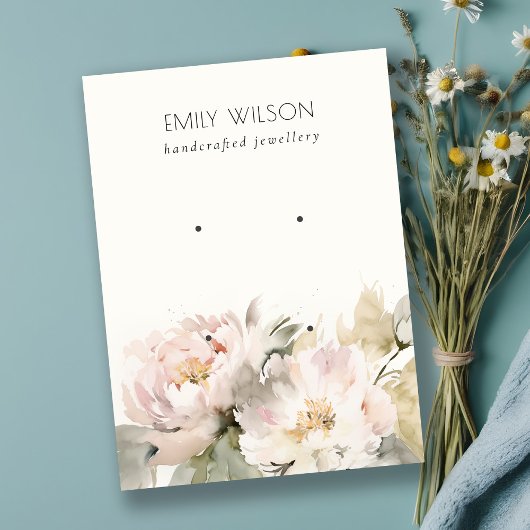 赤面牡丹の水彩フローラ2イヤリングディスプレイ 名刺