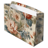 赤面牡丹コラージュと青い花 ラージペーパーバッグ (裏面アングル)