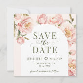 赤面牡丹フローラアーチ日付の招待を保存 招待状 (正面)