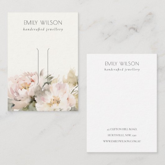 赤面牡丹フローラバンチヘアピンジュエリーディスプレイ 名刺 (正面/裏面)