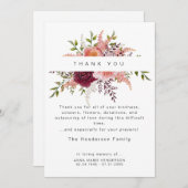 赤面牡丹フローラ死別葬礼ありがとう サンキューカード (正面/裏面)