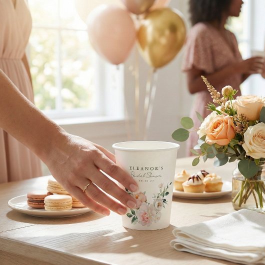 赤面牡丹フローラ水彩ピンクブライダルシャワー 紙コップ