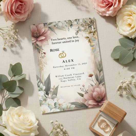 赤面牡丹ユーカリ結婚式の招待 招待状