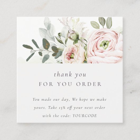 赤面牡丹リーフィボタニカルフローラサンキューオーダー スクエア名刺 (正面)