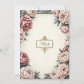 赤面牡丹ヴィンテージフローラ結婚式招待状 招待状 (裏面)