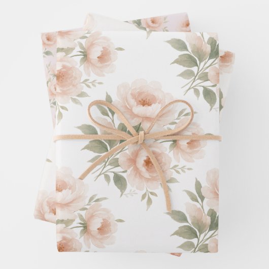 赤面牡丹水彩花模様 ラッピングペーパーシート (インサイチュ)