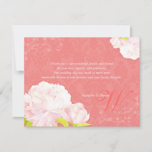 赤面牡丹珊瑚結婚の感謝 サンキューカード (正面)