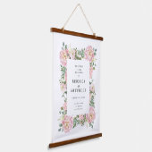 赤面牡丹紫陽花ユーカリ結婚プスへようこそ 吊り下げ型タペストリー (傾斜あり)