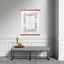 赤面牡丹紫陽花ユーカリ結婚プスへようこそ 吊り下げ型タペストリー