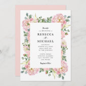 赤面牡丹紫陽花ユーカリ結婚プス 招待状 (正面/裏面)