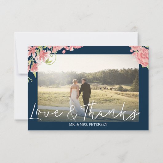 赤面牡丹結婚白海軍の写感謝してい真前 サンキューカード (正面)