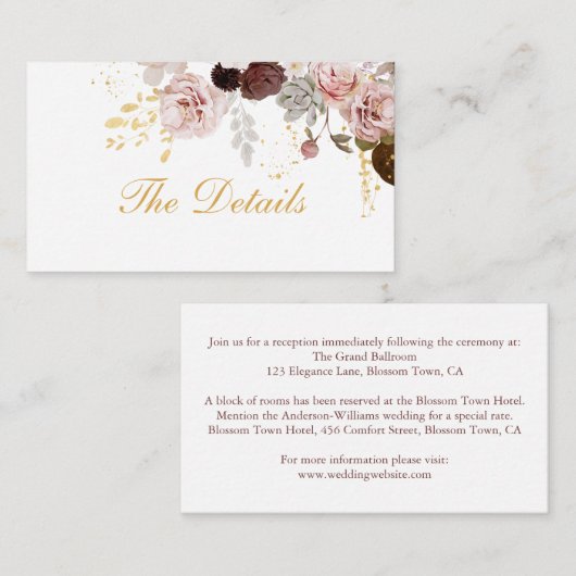 赤面牡丹&金ゴールドブルゴーニュフローラ結婚ズ詳細 エンクロージャーカード (正面/裏面)