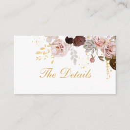 赤面牡丹&金ゴールドブルゴーニュフローラ結婚ズ詳細 エンクロージャーカード