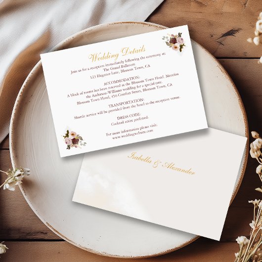 赤面牡丹&金ゴールドブルゴーニュフローラ結婚ズ詳細 エンクロージャーカード