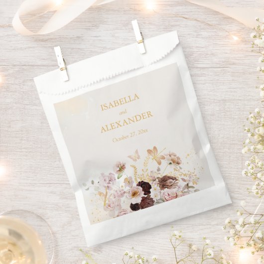 赤面牡丹&金ゴールドブルゴーニュフローラ結婚ズ フェイバーバッグ (クリップ留めされた状態)