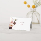 赤面牡丹&金ゴールドブルゴーニュフローラ結婚ズ プレイスカード (裏面)