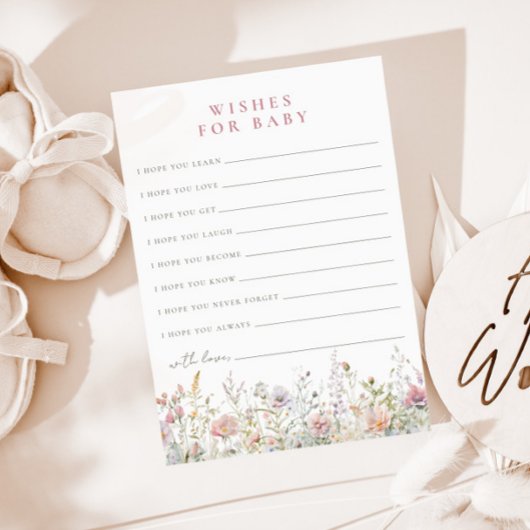 赤面牧草地の赤ちゃんシャワーの願いベビー アドバイスカード
