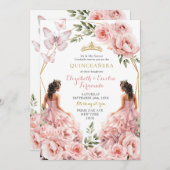 赤面王室のピンクツインズジオメトリックキンセアニラ 招待状 (正面/裏面)