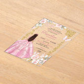 赤面王室のピンクプリンセスキンセアニラ アクリル招待状 (レイダウン)