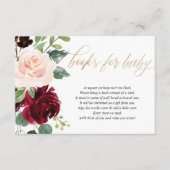 赤面用ピンク・バーガンディ・マーサラフローラ本ベビー エンクロージャーカード (正面)