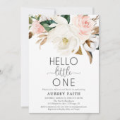 赤面白の素朴なフローラsipを参照してミーティングベビーガール 招待状 (正面)