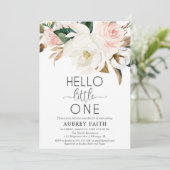 赤面白の素朴なフローラsipを参照してミーティングベビーガール 招待状 (スタンド正面)
