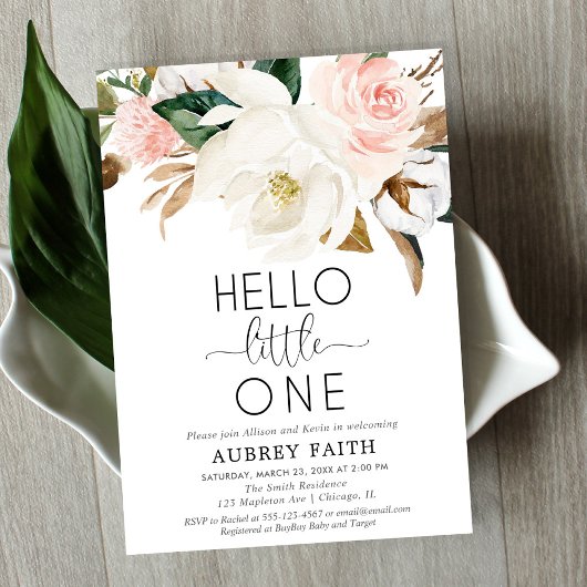 赤面白の素朴なフローラsipを参照してミーティングベビーガール 招待状