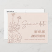 赤面砂漠のサボテン多肉性スケッチ日付を保存 案内ポストカード (正面/裏面)