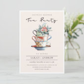 赤面積み重ねカップカップカップカップズシャワー茶パーティー招待状 サンキューカード (スタンド正面)