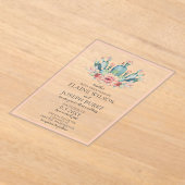 赤面素朴カクティボタニカル自然デザートズ結婚ーズ アクリル招待状 (レイダウン)