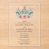 赤面素朴カクティボタニカル自然デザートズ結婚ーズ アクリル招待状 (正面)