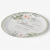 赤面素朴グリーンリーフローラバンチブライダルシャワー ペーパープレート (アングル)